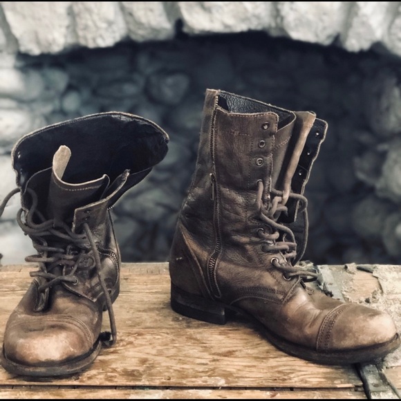 Mens All Saints Brown Leather Military 